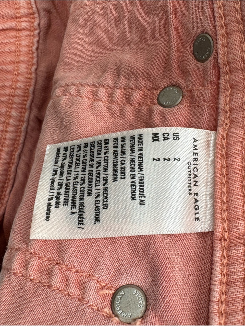 American Eagle Outfitters Coral Pink Rolled Hem Jean Shorts - Picture 5 of 5
